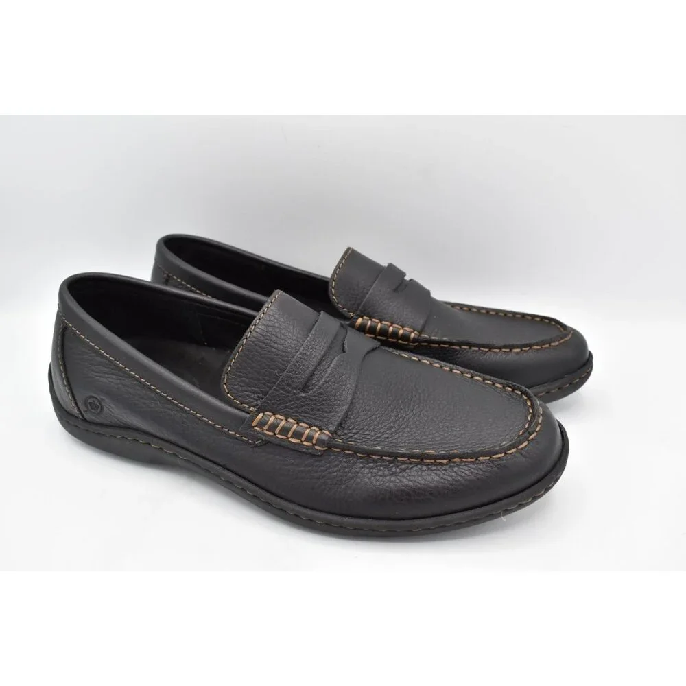 Born Mens Size 11 Simon III Black‎ Full Grain Leather Slip On Loafers Shoes